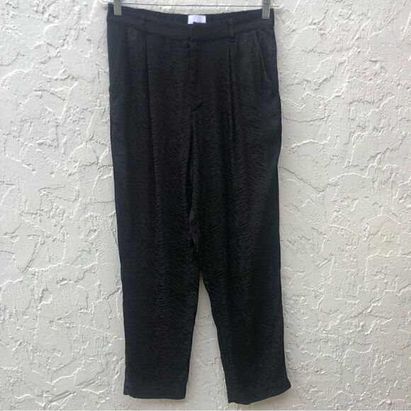 SUNDAYS Black Jacquard Tapered High Rise Trouser Pants Size 2 Zebra Print - Picture 9 of 12